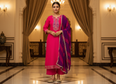 Rani Fuchsia Embroidered suit set