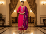 Rani Fuchsia Embroidered suit set