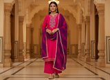 Rani Fuchsia Embroidered suit set