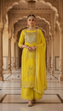 Sunshine Royale – Yellow Zari Embroidered Palazzo Suit Set