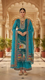 Mayuri – Peacock Blue Embroidered Unstitched Suit