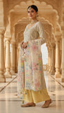 Sunahra – Beige & Yellow Embroidered Unstitched Suit
