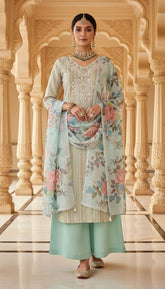 Panna – Mint Green Embroidered Unstitched Suit