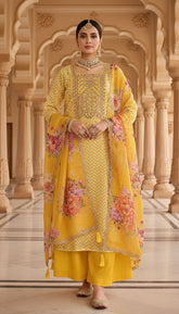 Suraj – Sunshine Yellow Embroidered Unstitched Suit