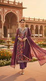 Bahar – Deep Plum Floral Embroidered Unstitched Suit