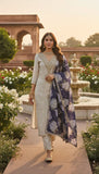Chandni – Cream & Navy Embroidered Unstitched Suit