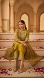 Mehendi Glow Heritage Suit Set / Royal Mustard Embroidered Stitched Suit
