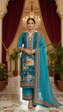 Mayuri – Peacock Blue Embroidered Unstitched Suit