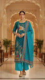 Mayuri – Peacock Blue Embroidered Unstitched Suit