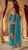 Mayuri – Peacock Blue Embroidered Unstitched Suit