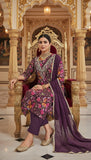 Bahar – Deep Plum Floral Embroidered Unstitched Suit