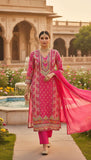 Gulnar – Hot Pink Embroidered Unstitched Suit