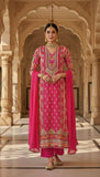 Gulnar – Hot Pink Embroidered Unstitched Suit