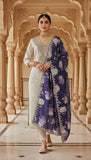 Chandni – Cream & Navy Embroidered Unstitched Suit