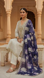 Chandni – Cream & Navy Embroidered Unstitched Suit