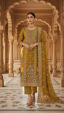 Mehak-e-Hind – Mustard Multicolour Embroidered Unstitched Suit
