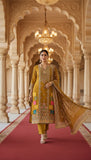Mehak-e-Hind – Mustard Multicolour Embroidered Unstitched Suit
