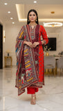 Maharani – Red & Maroon Embroidered Unstitched Suit