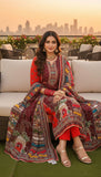 Maharani – Red & Maroon Embroidered Unstitched Suit