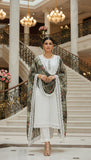 Ivory Bloom – White Chikankari Unstitched Suit with Floral Printed Dupatta