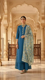 Golden Hour:  Unstitched Suit with Floral Dupatta
